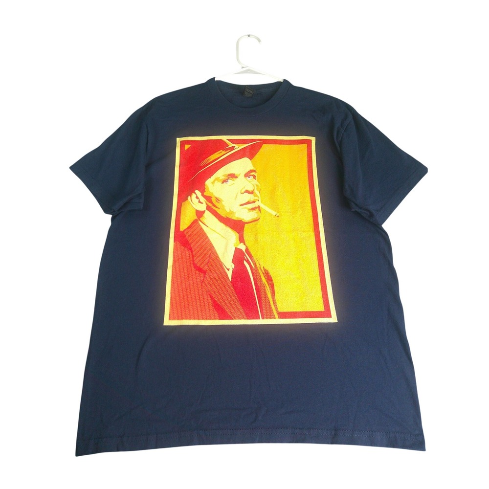 Gildan Hammer Men's Navy Blue Graphic T-Shirt Frank Sinatra Pop Art Size Large